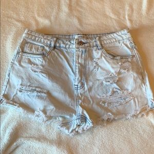 Ripped high wasted jean shorts